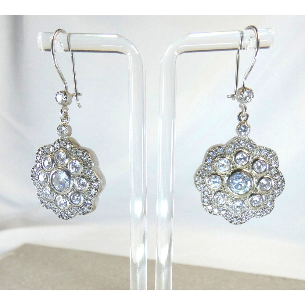 VTG Sterling Silver Rhinestones Statement Earrings 21 gr.